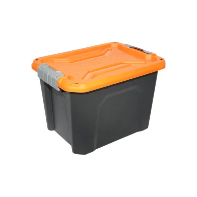 Cutie, lada depozitare heavy duty 18L cu capac, portocalie 385x295x260mm Breckner Germany - imagine 3