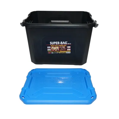 Cutie, lada depozitare heavy duty 40L cu capac, albastra 490x380x200mm Breckner Germany - imagine 4