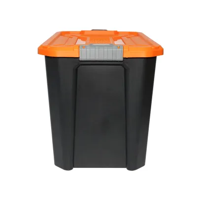 Cutie, lada depozitare heavy duty 60L cu capac, portocalie 580x380x405mm Breckner Germany - imagine 2
