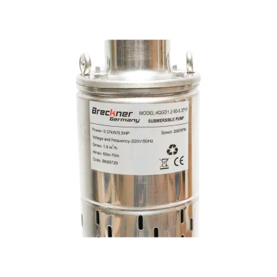 Pompa apa submersibila 4 inch, 370W, 30l/min H60m, 220V cu flotor 4QGD1.2-50-0.37F Breckner Germany - imagine 2