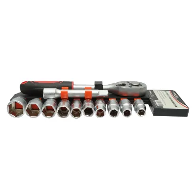 Set clichet reversibil 1/2 cu 10 tubulare si extensie Cr-V Breckner Germany - imagine 2