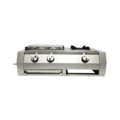Gratar camping cu grill 2 arzatoare si 1 zona de gatit 676x400x185mm - imagine 3