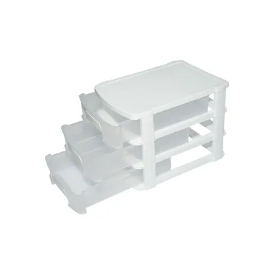 Cutie depozitare plastic cu 3 sertare alba 270x192xH198mm - imagine 5