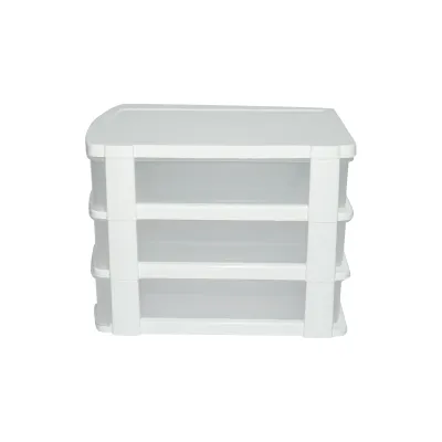 Cutie depozitare plastic cu 3 sertare alba 270x192xH198mm - imagine 3