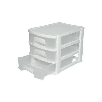 Cutie depozitare plastic cu 3 sertare alba 270x192xH198mm - imagine 4