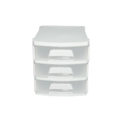Cutie depozitare plastic cu 3 sertare alba 270x192xH198mm