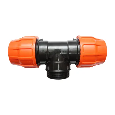 Teu egal compresiune Layflat cu filet exterior D3x3x3 toll PN6 pentru sisteme de irigatii - imagine 2