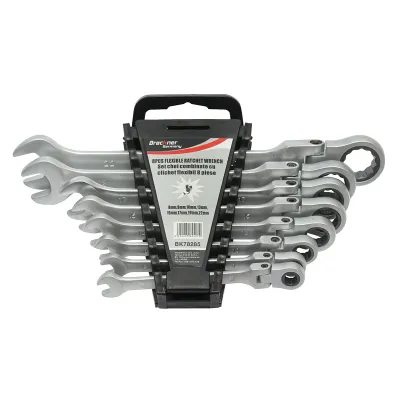 Set 8 chei combinate cu clichet articulate CrV 8-22mm Breckner Germany - imagine 2