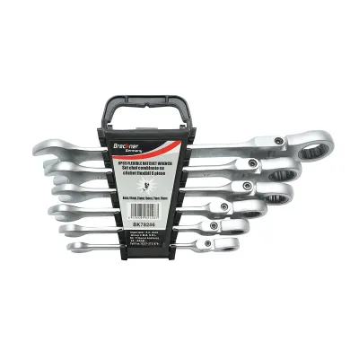 Set 6 chei combinate cu clichet articulate CrV 8-19mm Breckner Germany - imagine 2