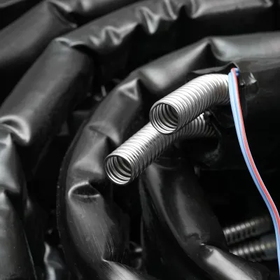 Teava 20m dubla din inox DN16-3/4 gofrata, flexibila, izolat cu cablu pentru sonda temperatura pentru instalatii solare rezidentiale