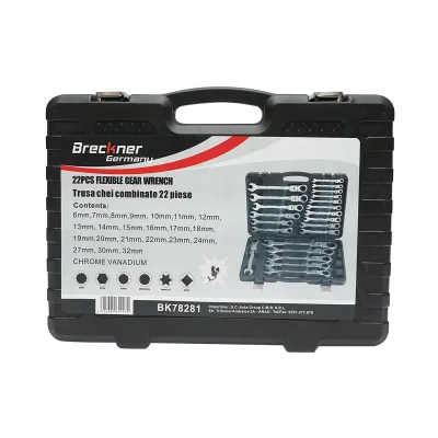 Set 22 chei combinate cu clichet articulate CrV 6-32mm Breckner Germany - imagine 2