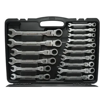 Set 22 chei combinate cu clichet articulate CrV 6-32mm Breckner Germany - imagine 4