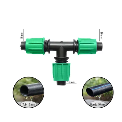 Teu egal conector banda picurare 16x16x16mm pentru sisteme de irigatii - imagine 3