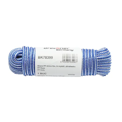 Sfoara PP impletita 4mmx10m, alb/albastru Breckner Germany