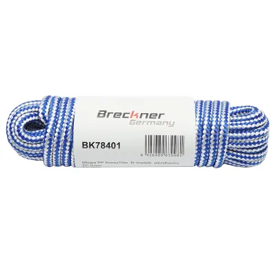 Sfoara PP impletita 6mmx10m, alb/albastru Breckner Germany