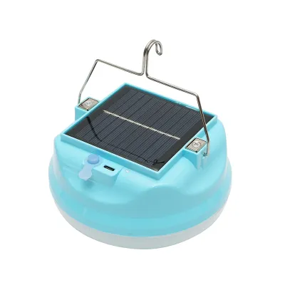Lampa LED 300W cu panou solar si baterie 2400mA, albastra