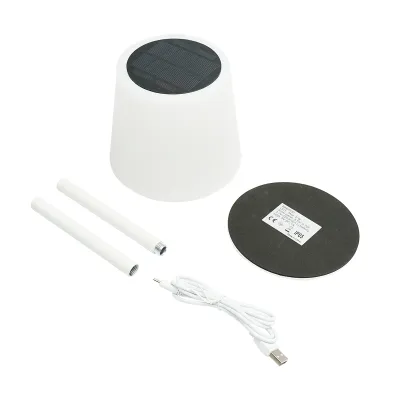 Lampa de masa solara LED 2W, panou solar 0.7W, baterie 3.7V 1200mAh, USB 5V 1A, alb Breckner Germany - imagine 2