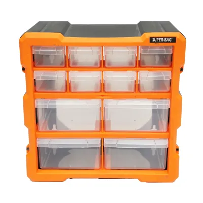 Cutie depozitare portocalie din plastic modulara, 12 sertare 267x262x157mm Breckner Germany