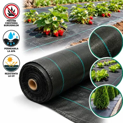 Plasa mulcire antiburuieni 2x100m, 100gr/m2, permeabila, neagra Breckner Germany - imagine 2