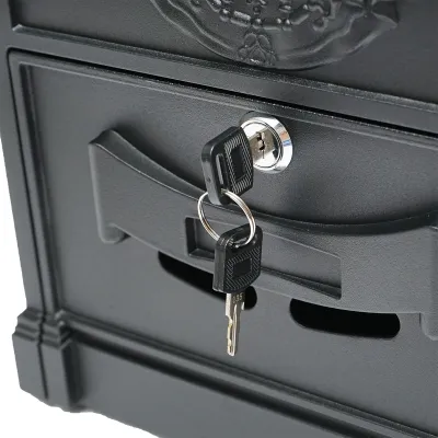 Cutie postala everest, negru antracit 410X260X90mm cu 2 chei si accesorii de prindere - imagine 5