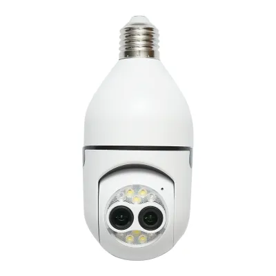 Camera de supraveghere lentila dubla smart-bulb PTZ, WIFI 2.4G 1080P, tip bec E27 cu senzor de miscare, detectie umana si aplicatie iCSee