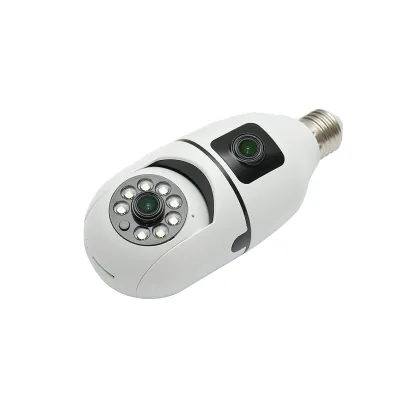 Camera de supraveghere smart 2MP tip bec E27, 2 obiective 1080P FHD, WIFI 2.4G cu senzor de miscare PTZ, night vision si aplicatie V380 Pro - imagine 4