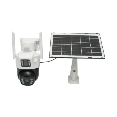 Camera supraveghere lentila duala 2x2MP, WIFI rotativa cu panou solar 7W, PTZ, 1080P, senzor miscare, night vision, aplicatie V380 Pro