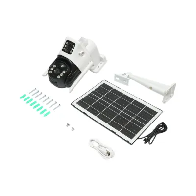 Camera supraveghere lentila duala 2x2MP, WIFI rotativa cu panou solar 7W, PTZ, 1080P, senzor miscare, night vision, aplicatie V380 Pro - imagine 2