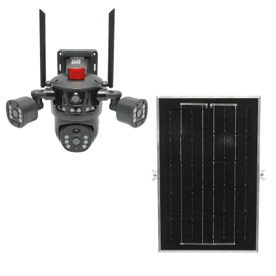 Camera supraveghere lentila duala Ai 4G, WIFI 2.4GHz cu panou solar 8W, rotativa 360 PTZ, detectie umana, infrarosu, alarma si aplicatie V380 Pro