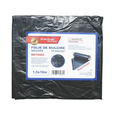 Set 10 folii mulcire anti buruieni 1.5x10m, 15 microni, neagra neperforata, protectie UV Breckner Germany
