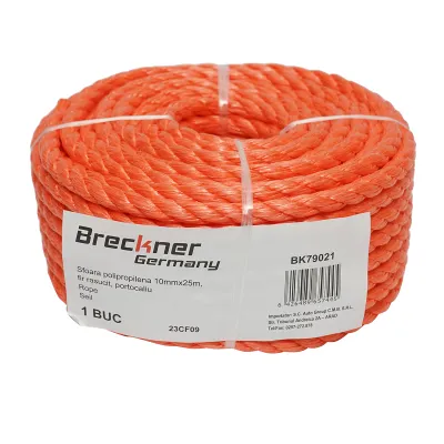 Sfoara PP fir rasucit portocalie 10mmx25m Breckner Germany