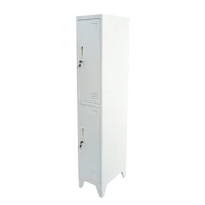 Dulap metalic fiset dublu tip vestiar gri cu 2 usi securizate 1850x380x450mm Breckner Germany - imagine 2
