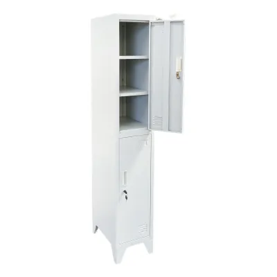 Dulap metalic fiset dublu tip vestiar gri cu 2 usi securizate 1850x380x450mm Breckner Germany - imagine 4