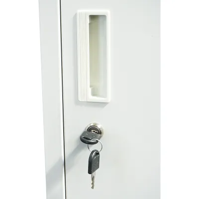 Dulap metalic fiset dublu tip vestiar gri cu 2 usi securizate 1850x380x450mm Breckner Germany - imagine 7