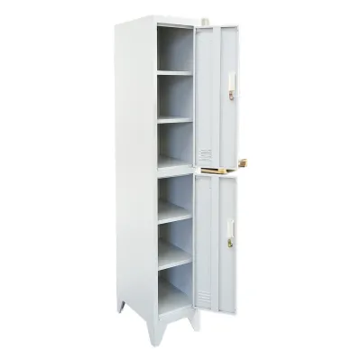 Dulap metalic fiset dublu tip vestiar gri cu 2 usi securizate 1850x380x450mm Breckner Germany - imagine 5