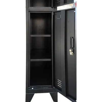 Dulap metalic fiset dublu tip vestiar negru cu 2 usi securizate 1850x380x450mm Breckner Germany - imagine 7