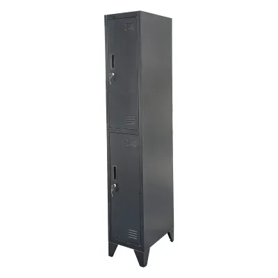 Dulap metalic fiset dublu tip vestiar negru cu 2 usi securizate 1850x380x450mm Breckner Germany - imagine 2