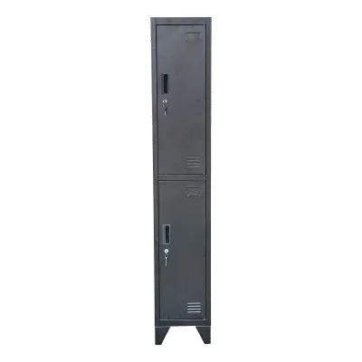 Dulap metalic fiset dublu tip vestiar negru cu 2 usi securizate 1850x380x450mm Breckner Germany