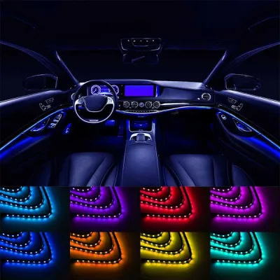 Banda LED lumini ambientale auto 12V, 9W cu telecomanda, control muzical 4x26.7cm RGB Breckner Germany - imagine 2