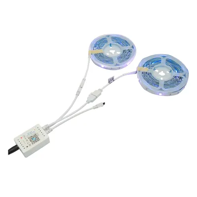 Banda LED smart 2x10m, 12V cu telecomanda, control vocal, bluetooth, aplicatie USB, 20m RGB Breckner Germany - imagine 2