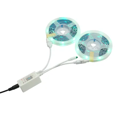 Banda LED smart 2x5m, 12V cu telecomanda, control vocal, bluetooth, aplicatie USB, 10m RGB Breckner Germany - imagine 3