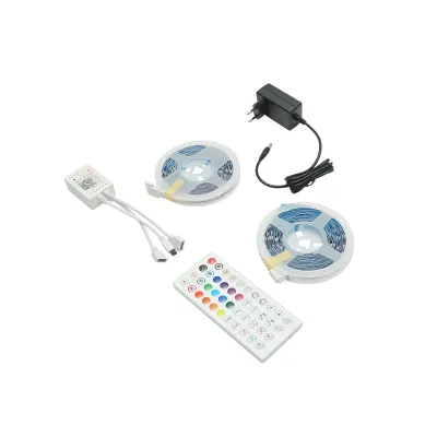 Banda LED smart 2x5m, 12V cu telecomanda, control vocal, bluetooth, aplicatie USB, 10m RGB Breckner Germany
