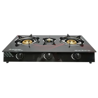 Aragaz, plita cu 3 arzatoare din fonta 2.5KW, sticla securizata 700x380x94mm Breckner Germany	