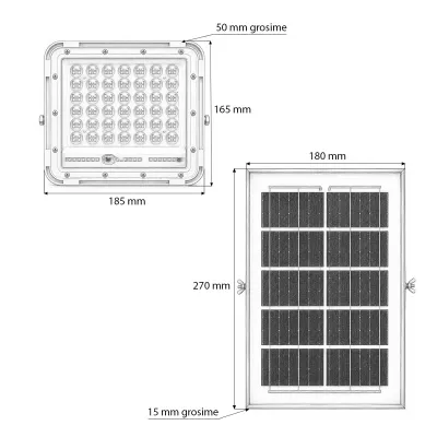 Proiector LED 100W cu panou solar 6W, baterie Li-ion 5000mAh si telecomanda IP66 Breckner Germany - imagine 5