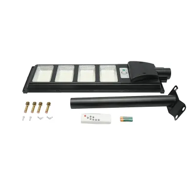 Lampa solara LED iluminat stradal 200W 6500K cu panou solar 12W, baterie 12000mAh, telecomanda, prindere pe stalp IP65 Breckner Germany - imagine 2