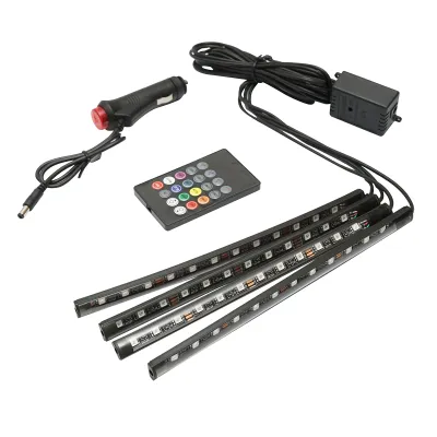 Banda LED lumini ambientale auto 12V cu telecomanda, control muzical 4x267mm RGB Breckner Germany - imagine 2