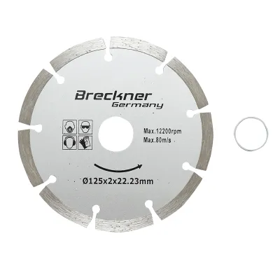 Disc diamantat segmentat 125x2x22.23mm, taiere uscata pentru beton, piatra, caramida Breckner Germany