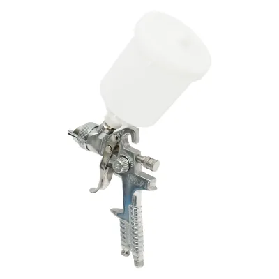 Pistol de vopsit cu aer comprimat 0.6L, cupa din plastic in partea de sus, duza 1.4mm