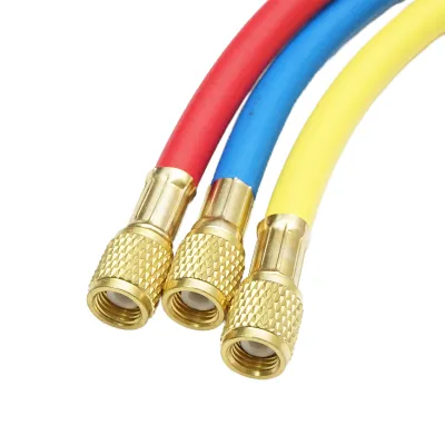 Set furtun 90 cm 3 culori pentru incarcare freon R12, R22, R134a, 404, 502 - imagine 3
