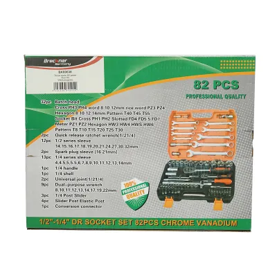 Trusa chei tubulare, fixe, torx, imbus antrenor cu clichet 82 piese Breckner Germany - imagine 2